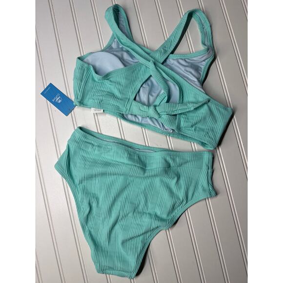 NWT Cupshe Two Piece Swimsuit Bikini Pink Crossback Bikini Swim BUNDLE Size M - Picture 5 of 7